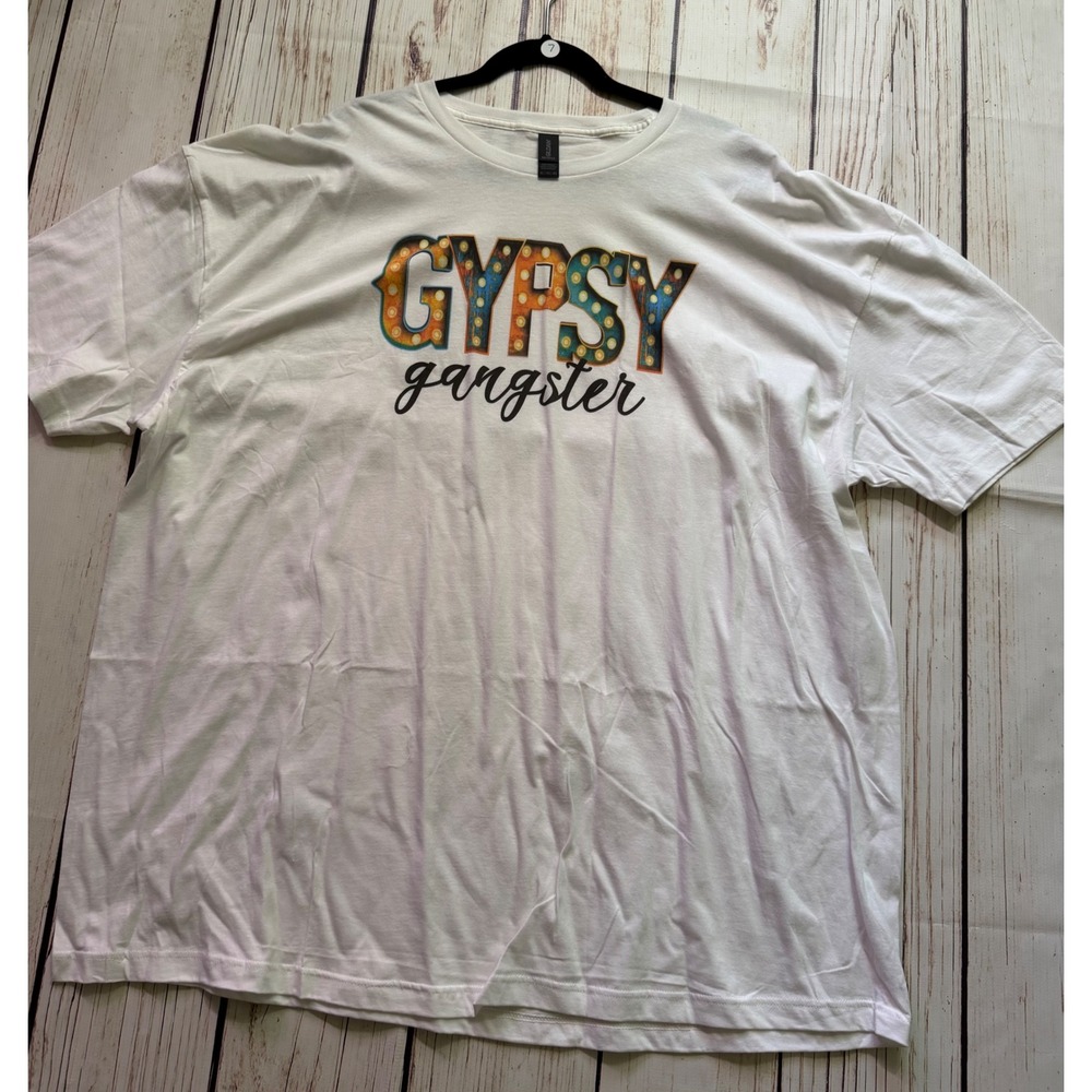 Gildan Softstyle Gypsy Gangster Graphic Tee White Short Sleeve T-Shirt 4XL